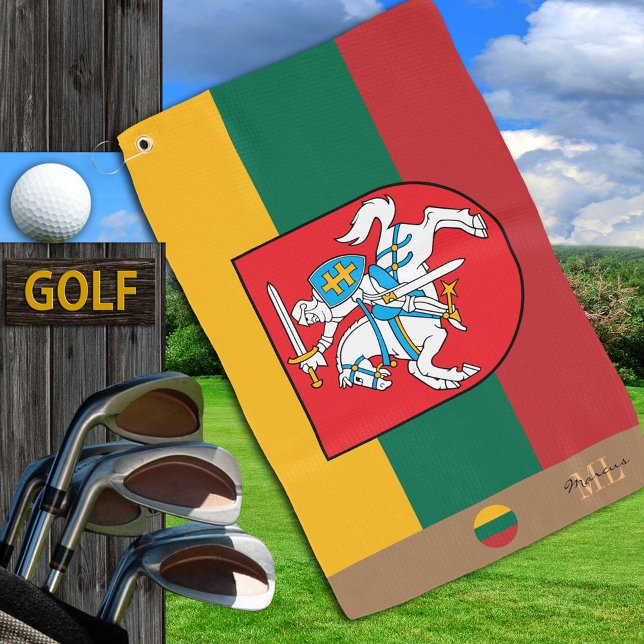 Lithuanian flag & Lithuania monogrammed /golf Golf Towel (Creator Uploaded)