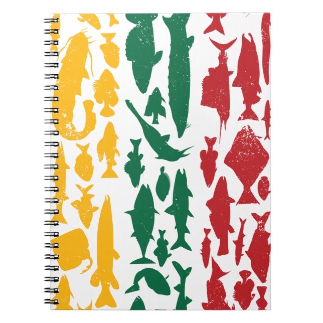 Lithuanian Flag Made of Fish – Fishing Design Notebook (Front)