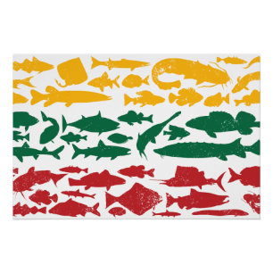 Lithuanian Flag Made of Fish – Fishing Design Poster
