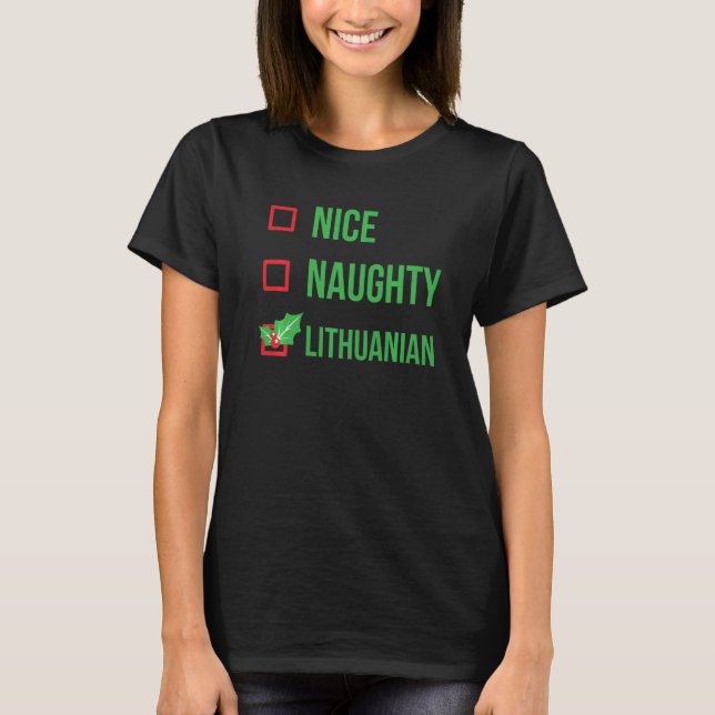 Lithuanian Funny Lithuania Pajama Christmas T-Shirt (Front)