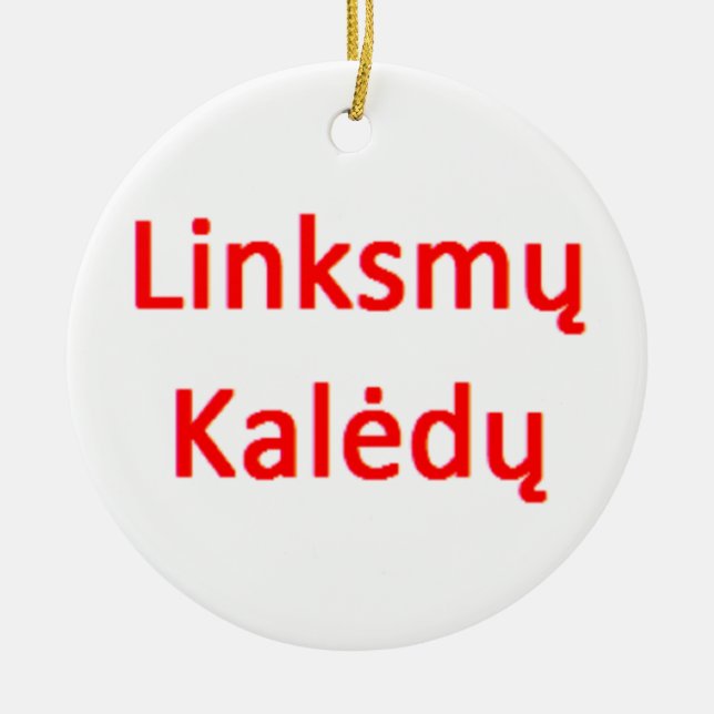 lithuanian linksmy kaledy ceramic ornament (Front)