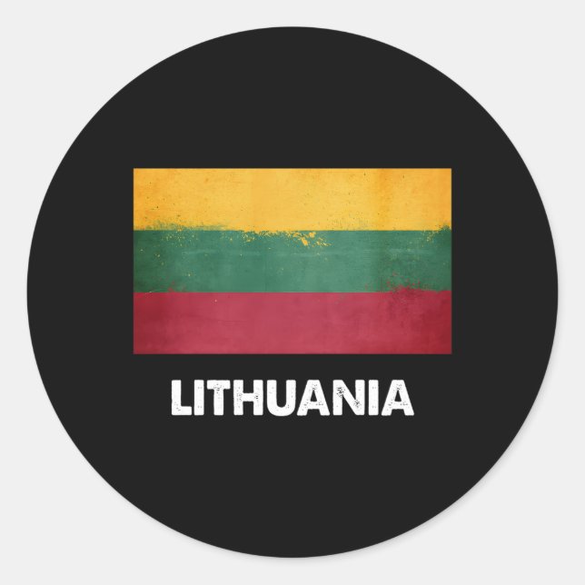 Lithuanian Lithuania Flag Classic Round Sticker (Front)