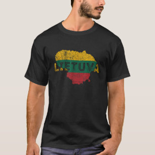 Lithuanian Map and Flag Souvenir Distressed Lithua T-Shirt
