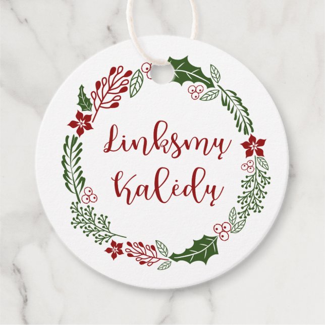 Lithuanian Merry Christmas, Custom Favour Tags (Front)