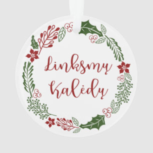 Lithuanian Merry Christmas Wreath Linksmų Kalėdų Ornament