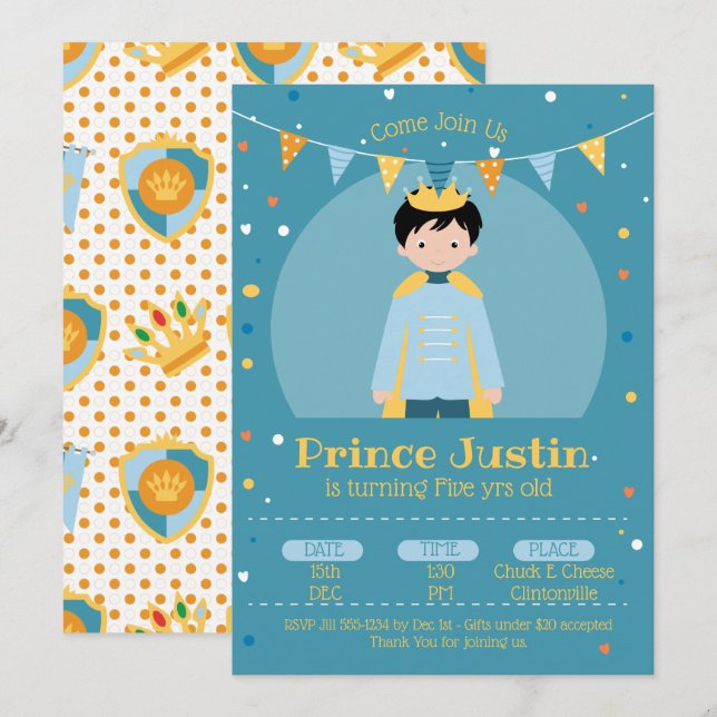 Litte Prince Invitation de fête d'anniversaire (Devant / Derrière)