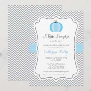 Litte Pumpkin Fall Baby Shower Invitation, Boy Invitation