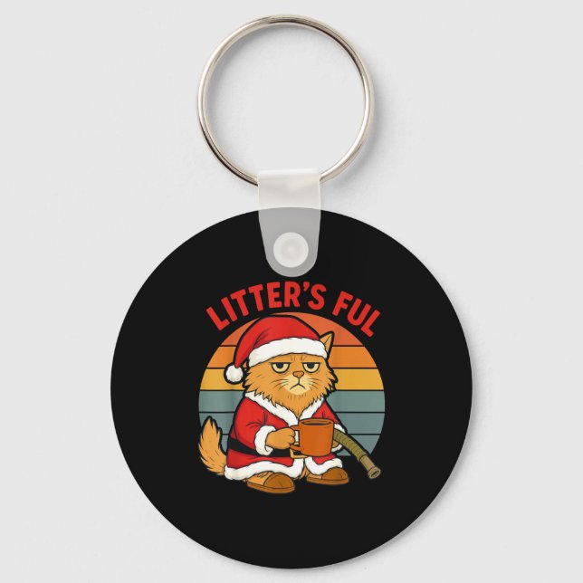 Litter’s Full Cat Christmas Costume Tired Litter’s Keychain (Front)