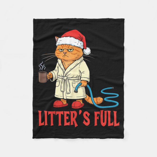 Litter’s Full Funny Cat Lovers Christmas Xmas  Fleece Blanket (Front)