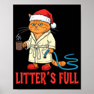 Litter’s Full Funny Cat Lovers Christmas Xmas Poster
