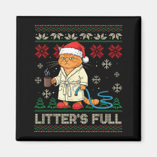 Litter’s Full Funny Cat Lovers Ugly Christmas Swea Magnet