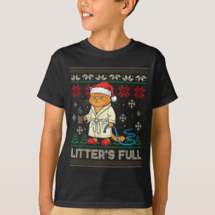 Litter’s Full Funny Cat Lovers Ugly Christmas Swea T-Shirt