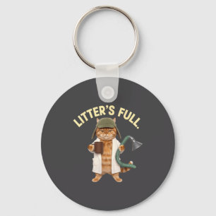 Litter’s Full Funny Cat Parody Christmas Humor Quo Keychain