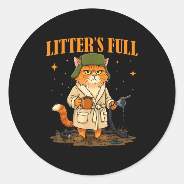 Litter’s Full Funny Christmas Design For Cat Lover Classic Round Sticker (Front)