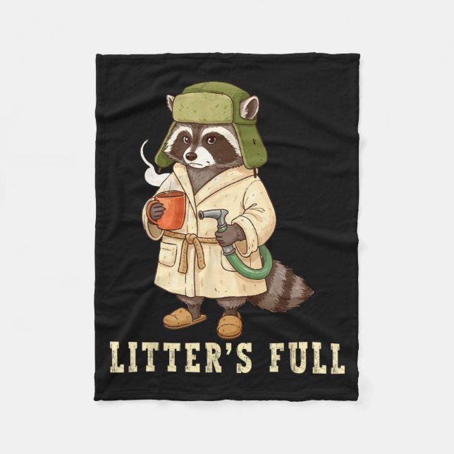Litter’s Full Funny Raccoon Christmas Mpy Raccoon  Fleece Blanket (Front)