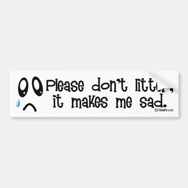 Litter Sad Bumper Sticker (Front)