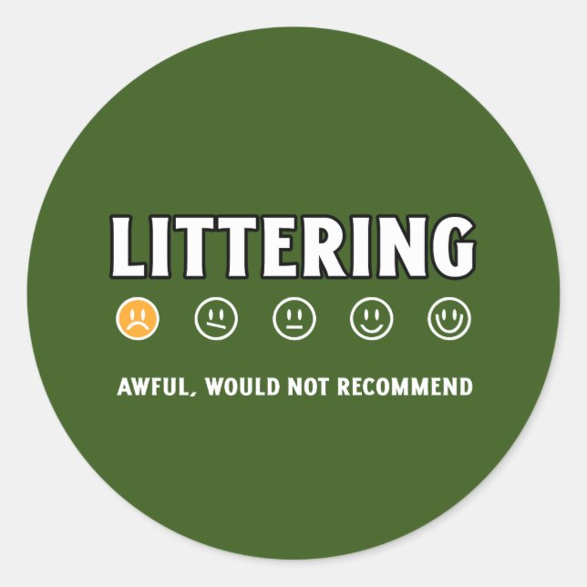 Littering 1 Star rating Earth Day 2024 Classic Round Sticker (Front)
