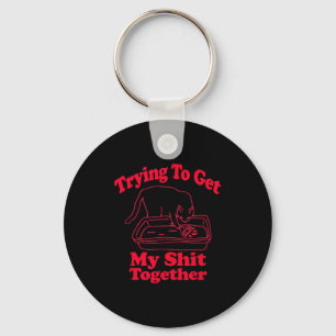Litter's Full Funny Cat Humor Meme Cat Mom Cat Dad Keychain