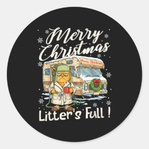 Litter's Full Funny Cat Parody Outfit Sarcastic Ch Classic Round Sticker