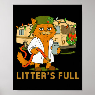 Litters Full Funny Cat With Hose And Drink Poster