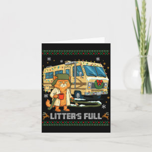 Litter's Full Funny Silly Cat Holding Coffee Meme  Card