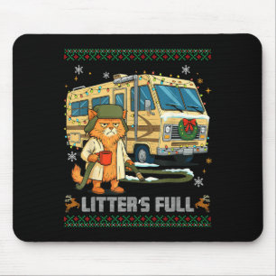 Litter's Full Funny Silly Cat Holding Coffee Meme  Mouse Pad