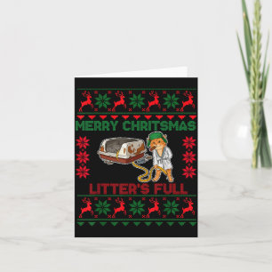 Litter's Full Merry Christmas Funny Cat Lover Ugly Card