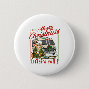 Litter's Full Merry Christmas Funny Cat Lovers Hol 2 Inch Round Button