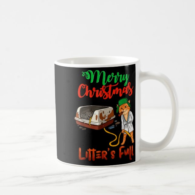 Litter's Full Merry Christmas Funny Cat Lovers Hol Coffee Mug (Right)