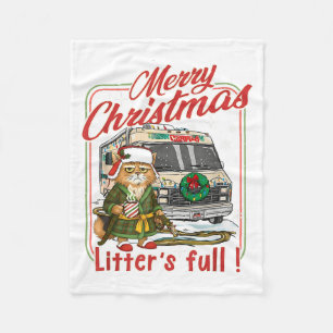 Litter's Full Merry Christmas Funny Cat Lovers Hol Fleece Blanket