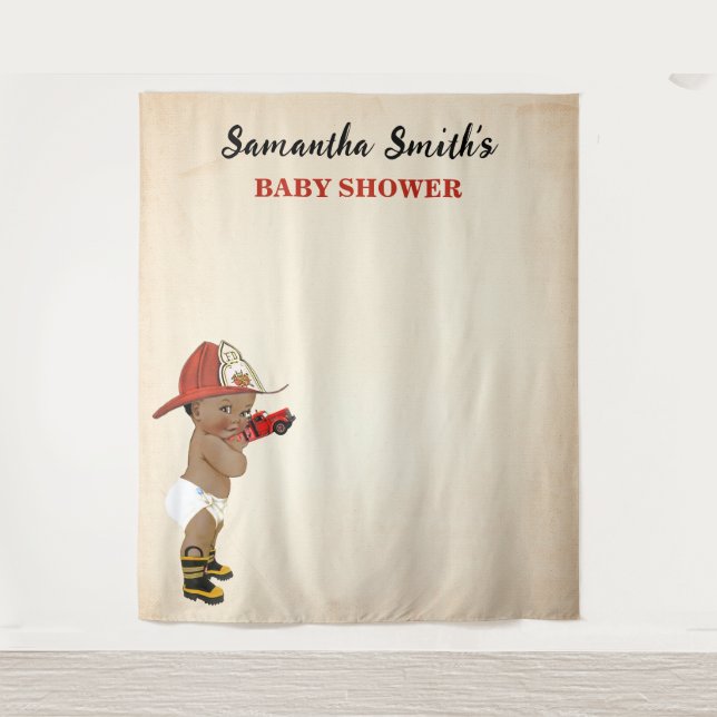 Little AA Baby Firefighter Baby Shower Backdrop Tapestry (Front)