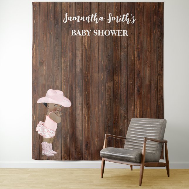 Little AA Cowgirl Western Baby Shower Tapestry (In Situ)