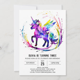 Little Adorable Unicorn Digital Birthday Invitation