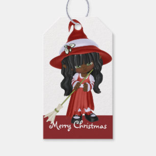 Little African American Christmas Witch - Gift Tags