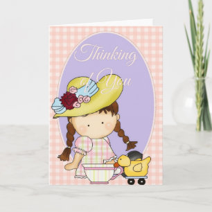Little Agnus Girl Thinking of You Greeting Card 4