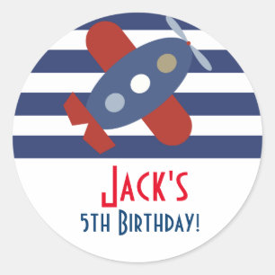 Little Airplane Birthday Party Stickers