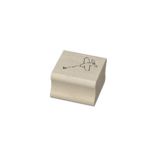Little Airplane with Heart Rubber Stamp