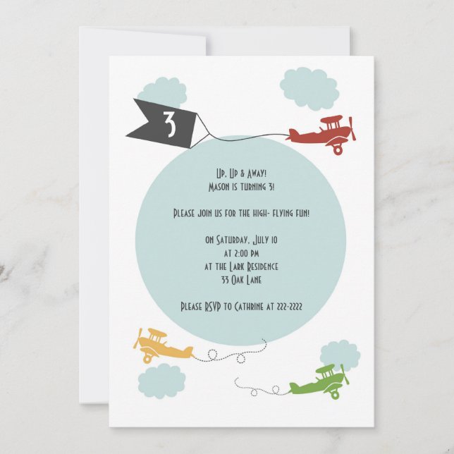 Little Airplanes Birthday Invitation (Front)