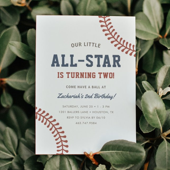 Little All-Star Baseball Boys 2nd Birthday Party Invitation (Creator Uploaded)