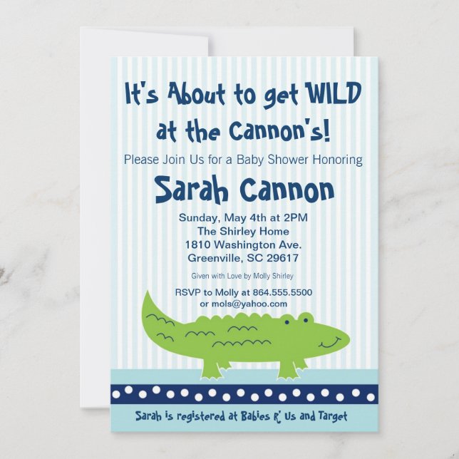 Little Alligator, Boy Baby Shower Invitation (Front)