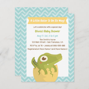 Little Alligator in Egg Baby Shower Invitations