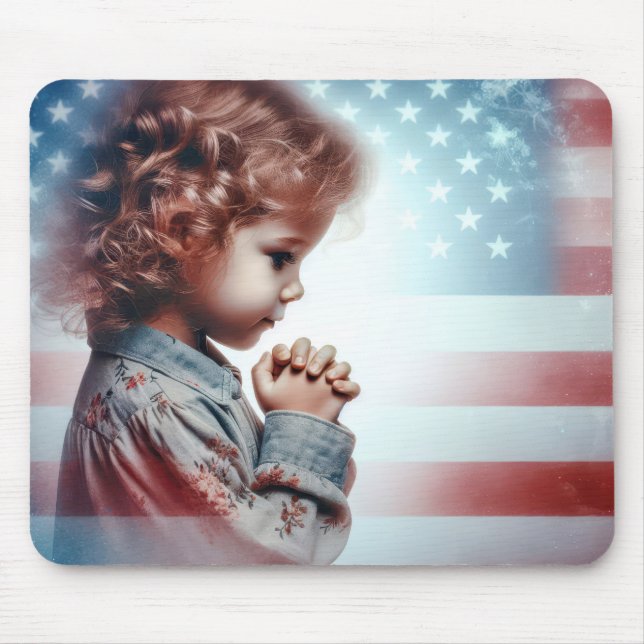 Little American Girl Praying Mouse Pad (Front)
