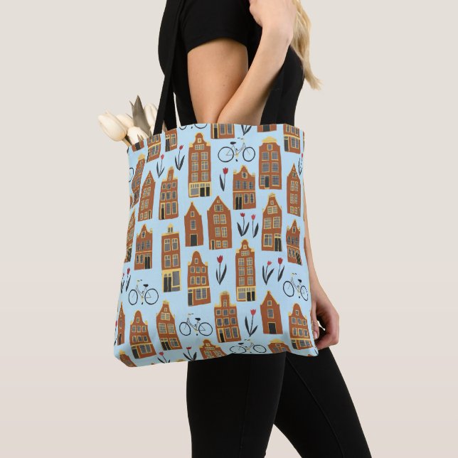 Little Amsterdam Houses Dutch Canal House Tote Bag (Close Up)