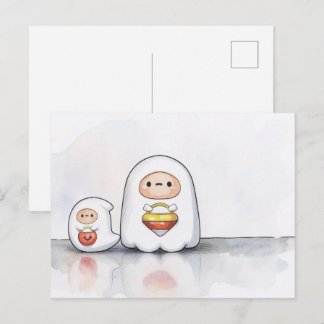 Little and small ghosts Halloween Postcard