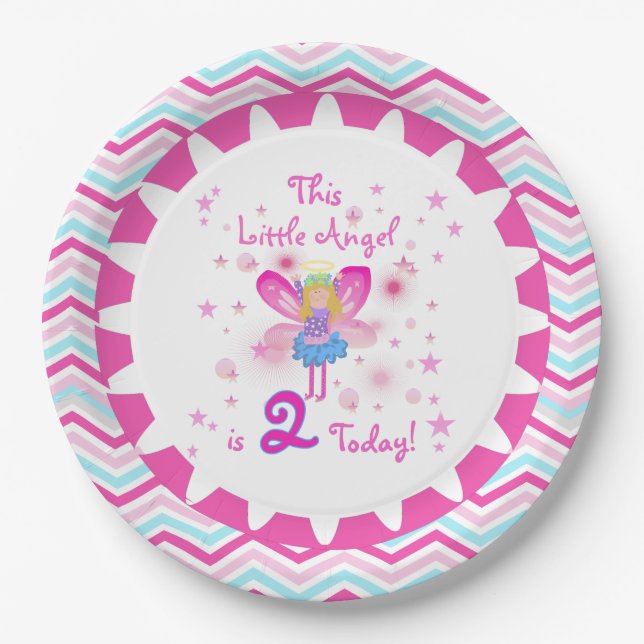 Little Angel 2nd Birthday Paper Plates (Front)