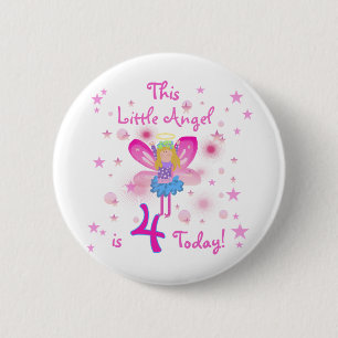 Little Angel 4th Birthday T-shirts and Gifts 2 Inch Round Button