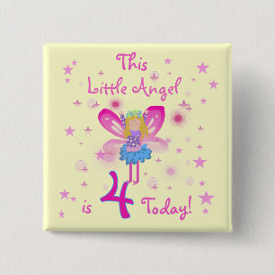 Little Angel 4th Birthday T-shirts and Gifts 2 Inch Square Button