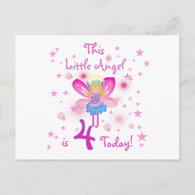 Little Angel 4th Birthday T-shirts and Gifts Postcard (Front)
