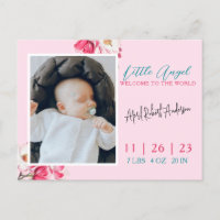 Little Angel Baby Photo Birth Announcement