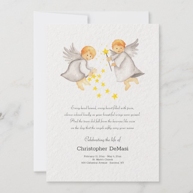 Little Angel Celebration of Life Card (Front)